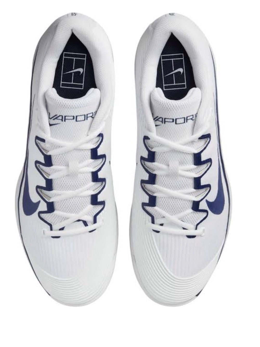 Nike White and Navy Men's Vapor Athletic Tennis Shoes